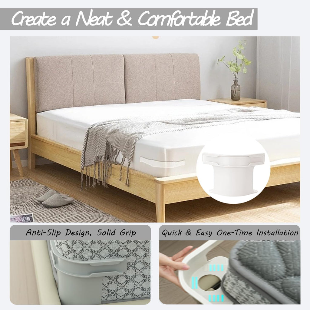 GripTuck™ – Die kraftvollen Bettlaken-Spanner für faltenfreie Nächte | 4er-Set