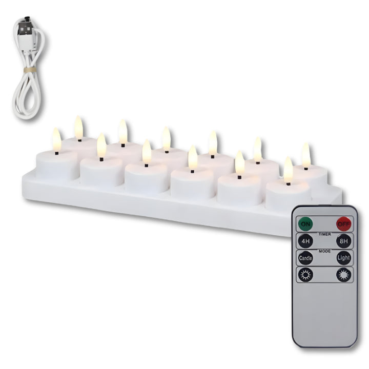LumiCalm LED-Teelichter – Wiederaufladbare Kerzen mit Fernbedienung