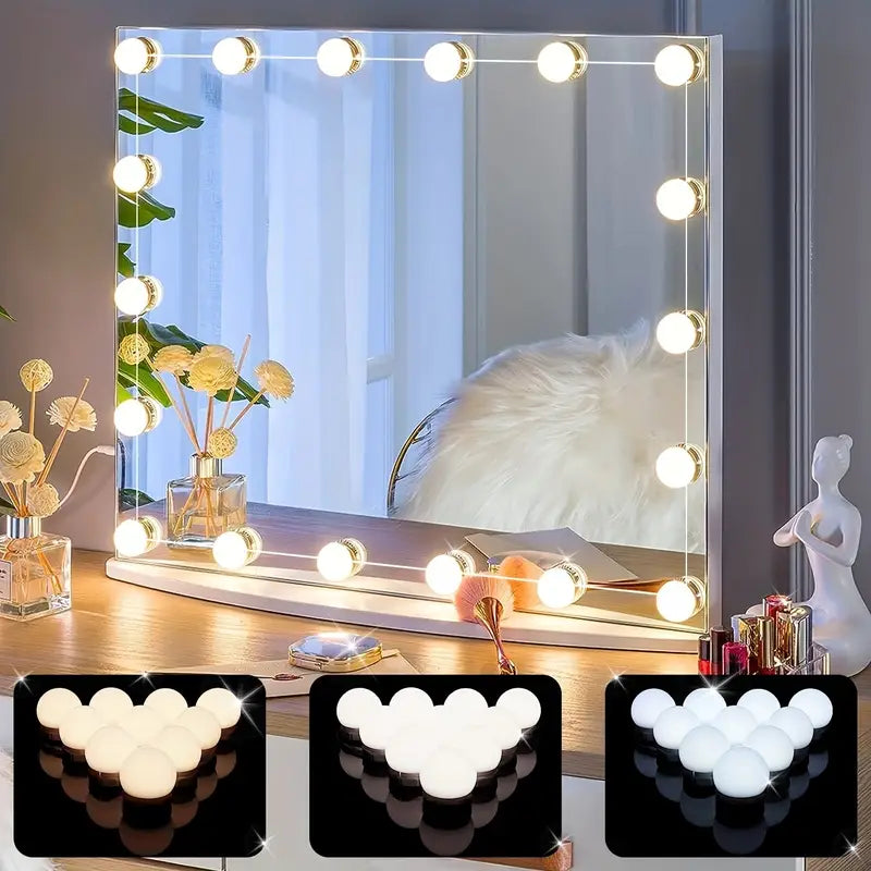 Dimmbare LED-Spiegelbeleuchtung mit Lichtkugeln für perfektes Make-up