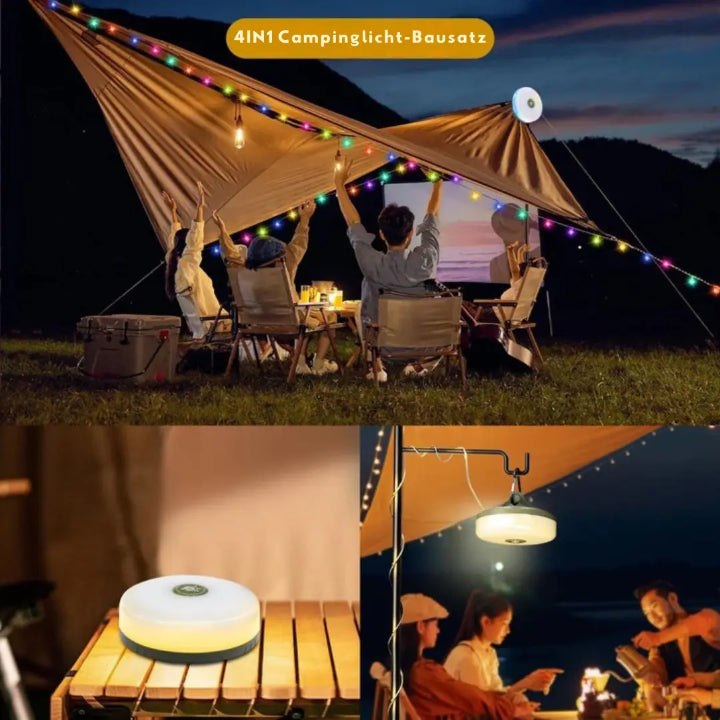 GlowCamp™ 4-in-1 LED-Lichtset – stimmungsvolles Licht für draußen & unterwegs