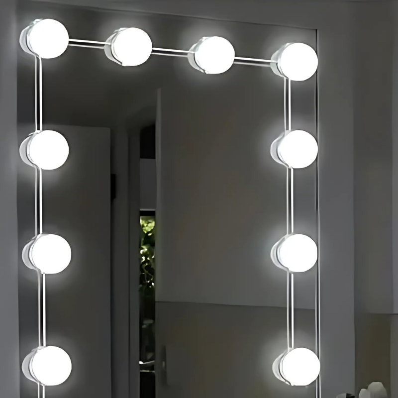 Dimmbare LED-Spiegelbeleuchtung mit Lichtkugeln für perfektes Make-up