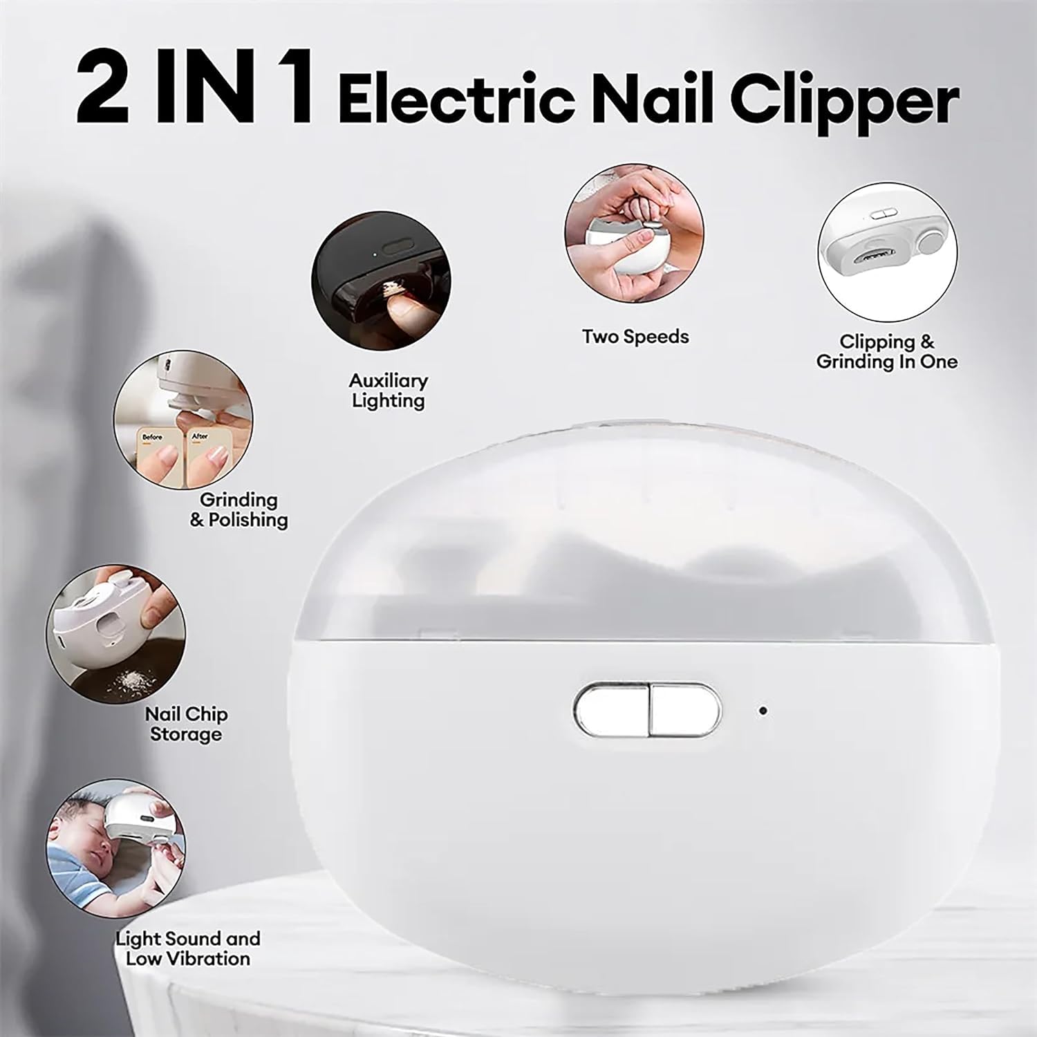 Nailuxe™ Pro SafeCare – 2-in-1 Elektrischer Automatik-Nagelclipper & Polierer