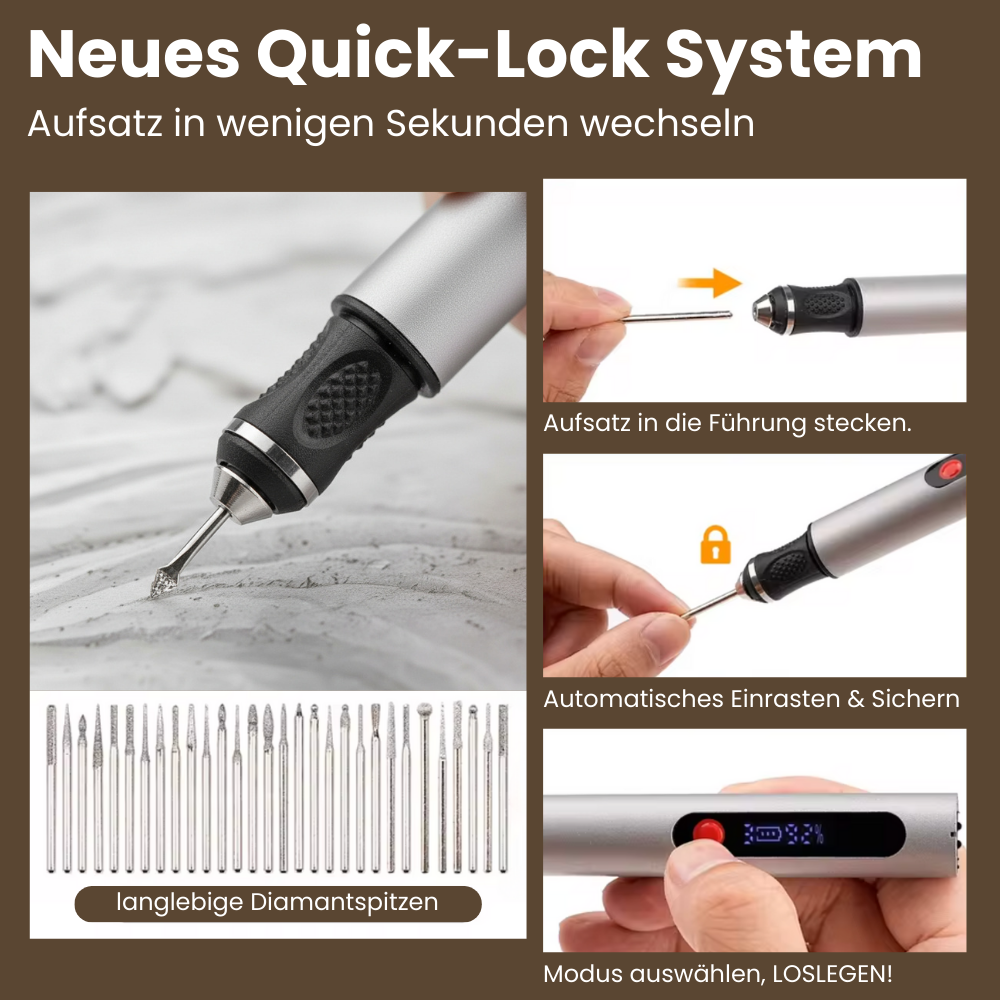 GRAVION™  – Kabelloser Präzisions-Gravierstift mit Quick-Lock System