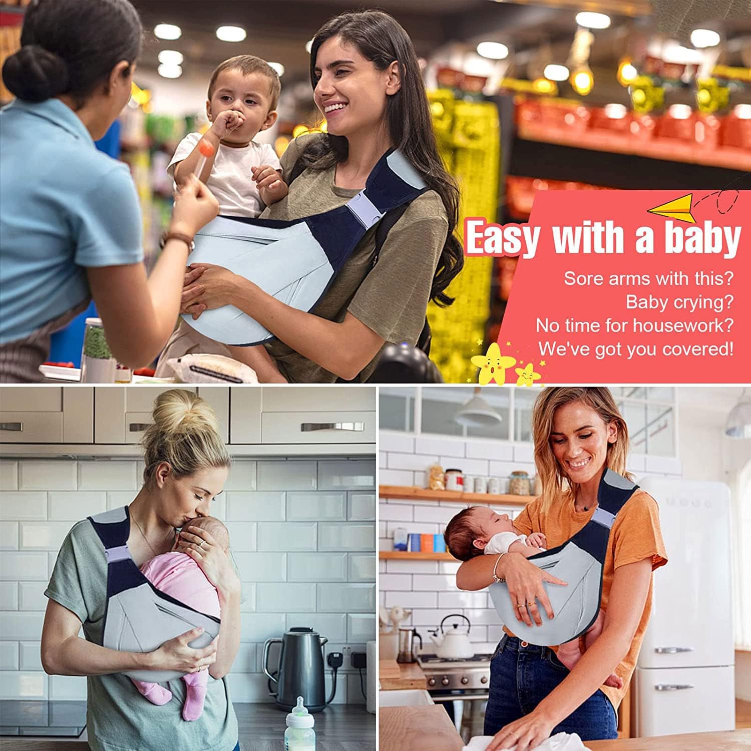 ErgoCuddle™ Baby-Sling – Rückenschonend tragen & beide Hände frei | 50% RABATT