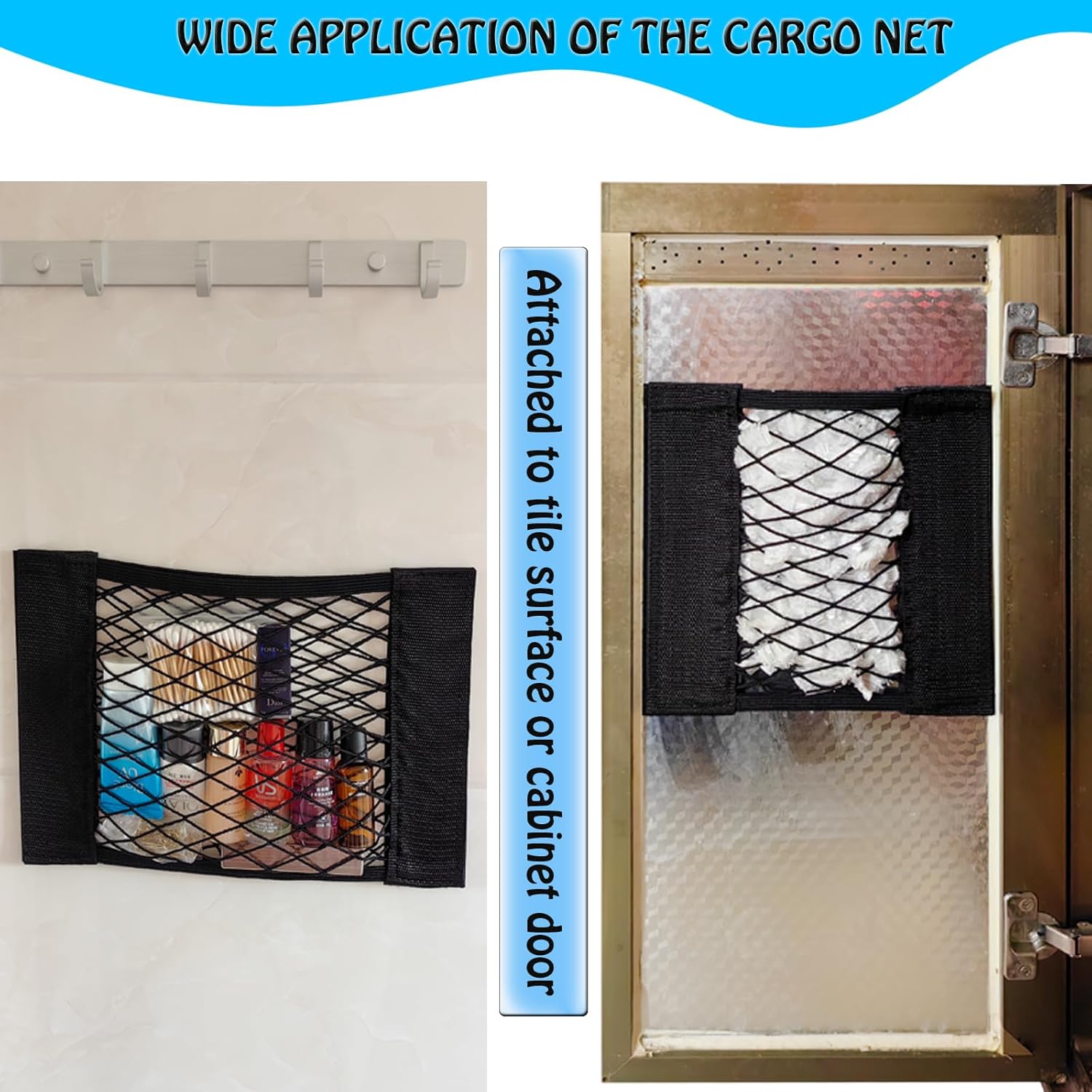 1+1 GRATIS | FlexiStow™ SpaceNet – Selbstklebendes, elastisches Aufbewahrungsnetz für Auto, Küche & Zuhause