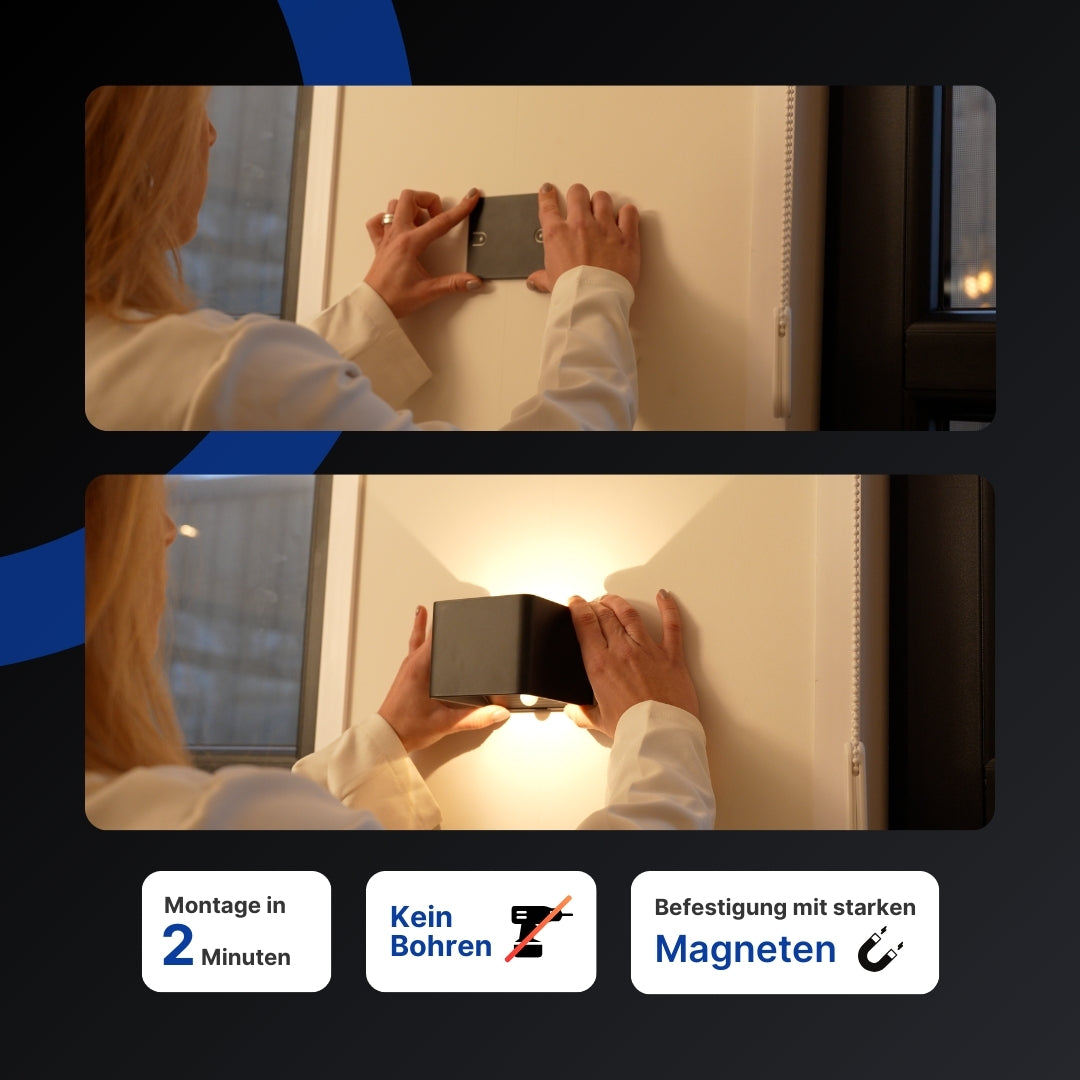 LUXORA™ MotionCube Pro – Kabellose LED Wandleuchte mit Bewegungssensor