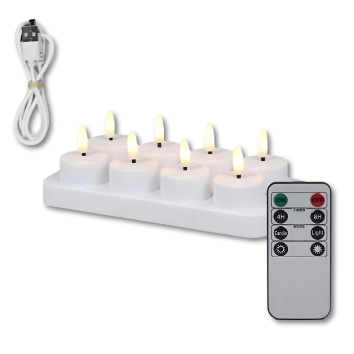 LumiCalm LED-Teelichter – Wiederaufladbare Kerzen mit Fernbedienung