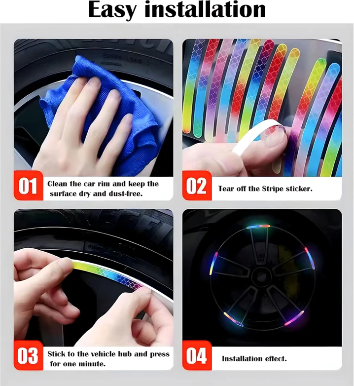 10 + 10 GRATIS | WheelReflect™ Reflektierende Felgenaufkleber