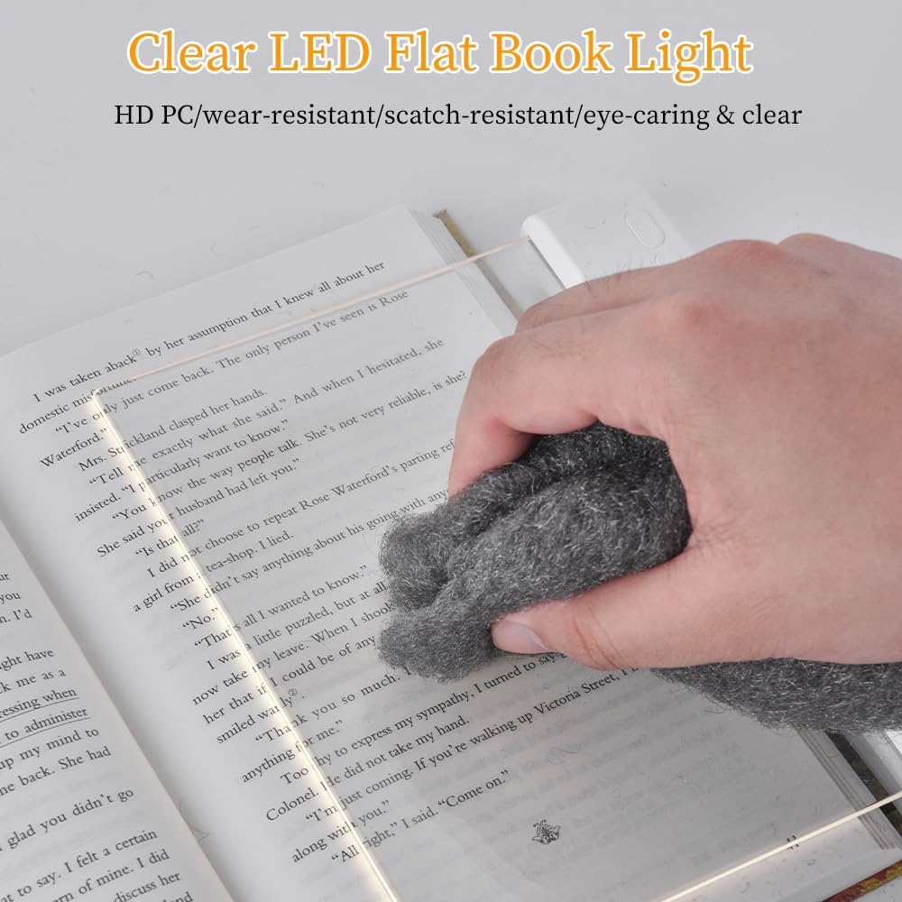 Flache LED-Leselampe mit Timer & Vollseiten-Beleuchtung