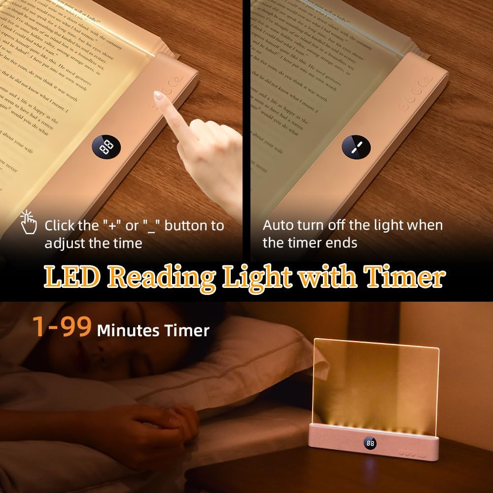 Flache LED-Leselampe mit Timer & Vollseiten-Beleuchtung