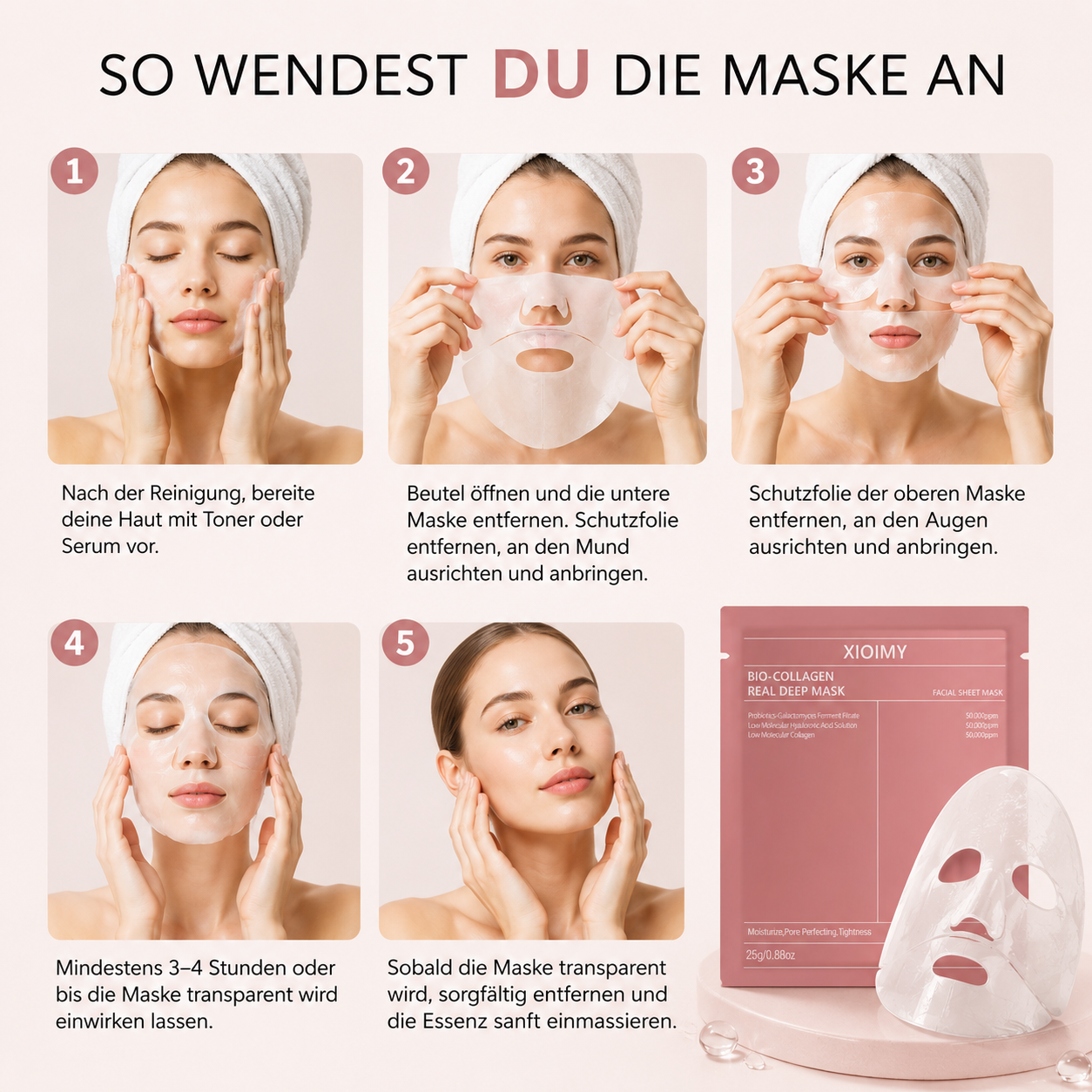 Kollagen-Gel-Gesichtsmasken – Hydratation & Feuchtigkeit für alle Hauttypen