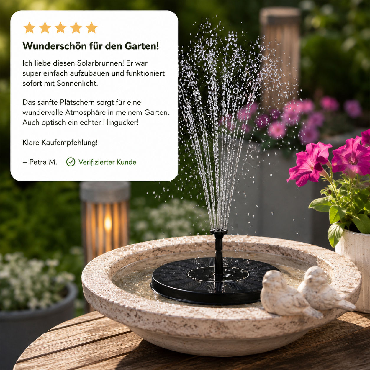 Solar-Gartenbrunnen mit schwimmender Wasserfontäne | Letzter Tag 50% RABATT