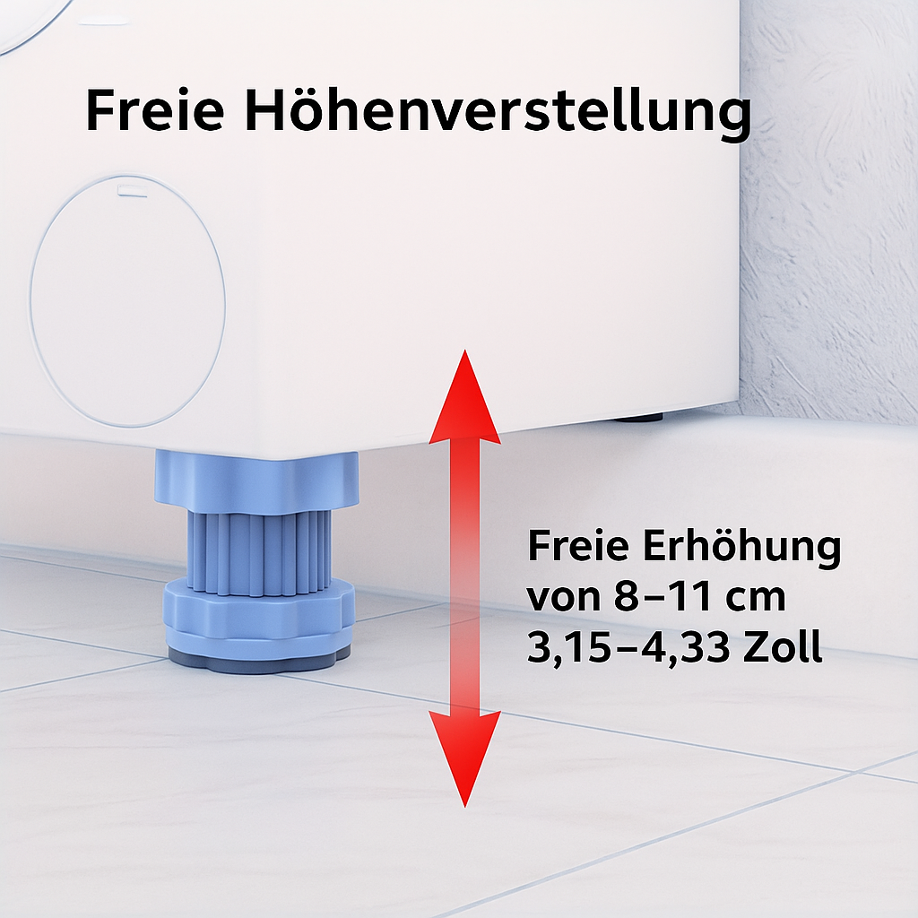 QuietBase™ LevelPro – Höhenverstellbare Anti-Vibrationspads für Waschmaschine & Möbel