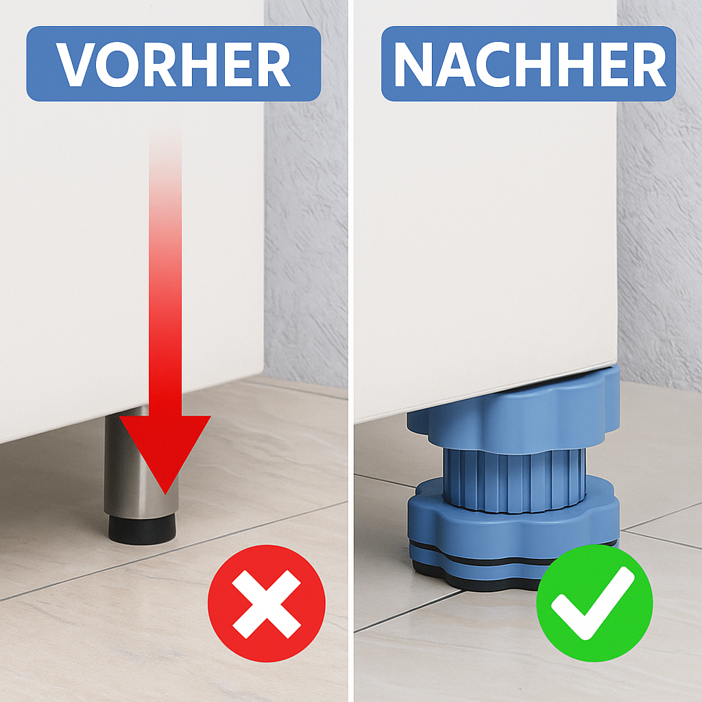QuietBase™ LevelPro – Höhenverstellbare Anti-Vibrationspads für Waschmaschine & Möbel