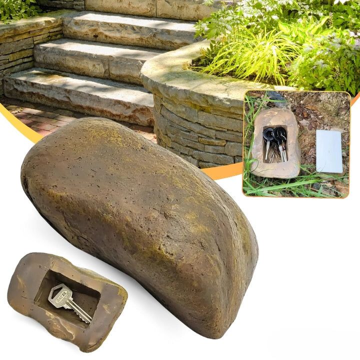 StoneGuard Vault™ Tarnierte Outdoor-Versteckbox für Schlüssel & Bargeld