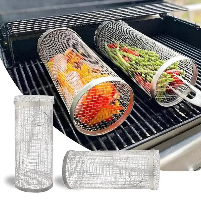 Edelstahl-Grillkorb – Rollen, Grillen, Fertig | 1+1 GRATIS