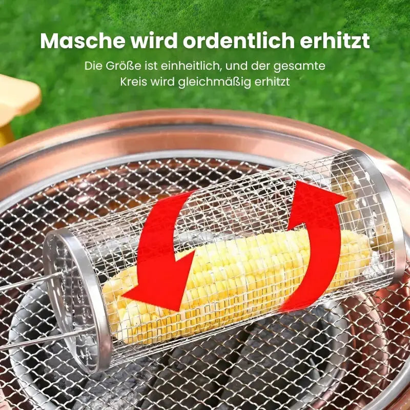 Edelstahl-Grillkorb – Rollen, Grillen, Fertig | 1+1 GRATIS