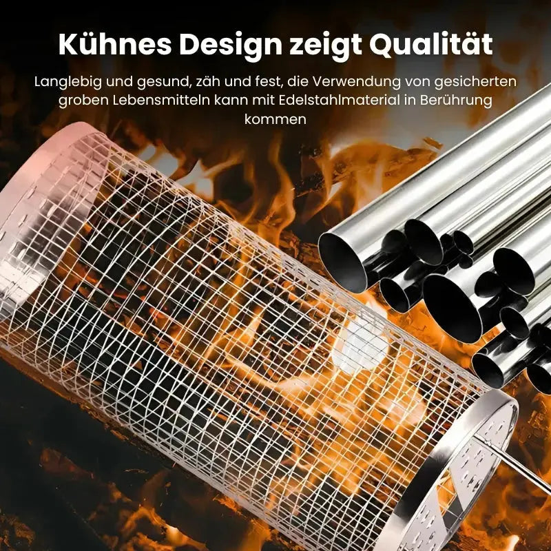 Edelstahl-Grillkorb – Rollen, Grillen, Fertig | 1+1 GRATIS