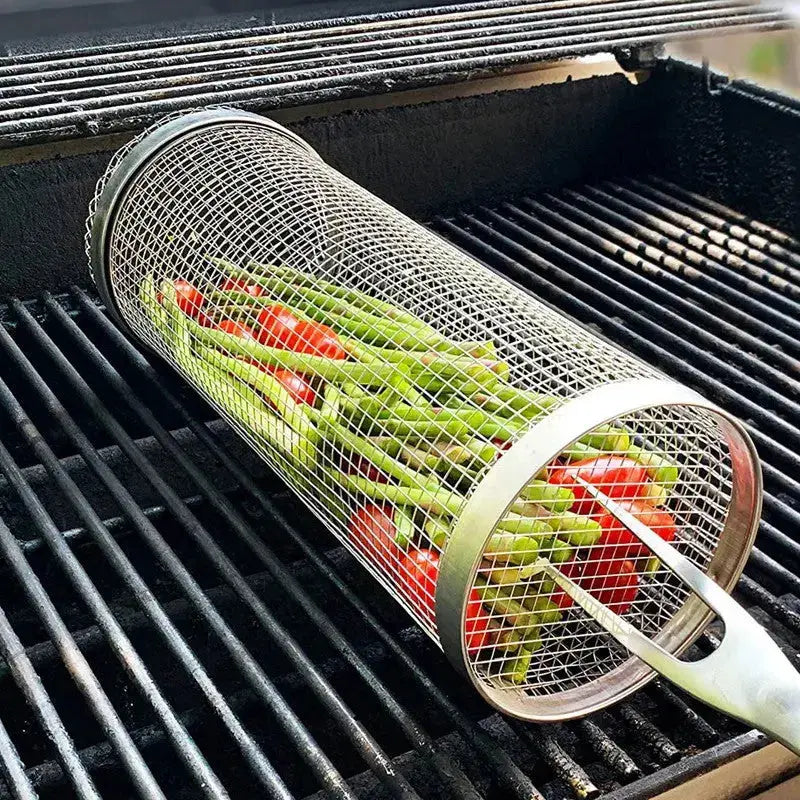 Edelstahl-Grillkorb – Rollen, Grillen, Fertig | 1+1 GRATIS