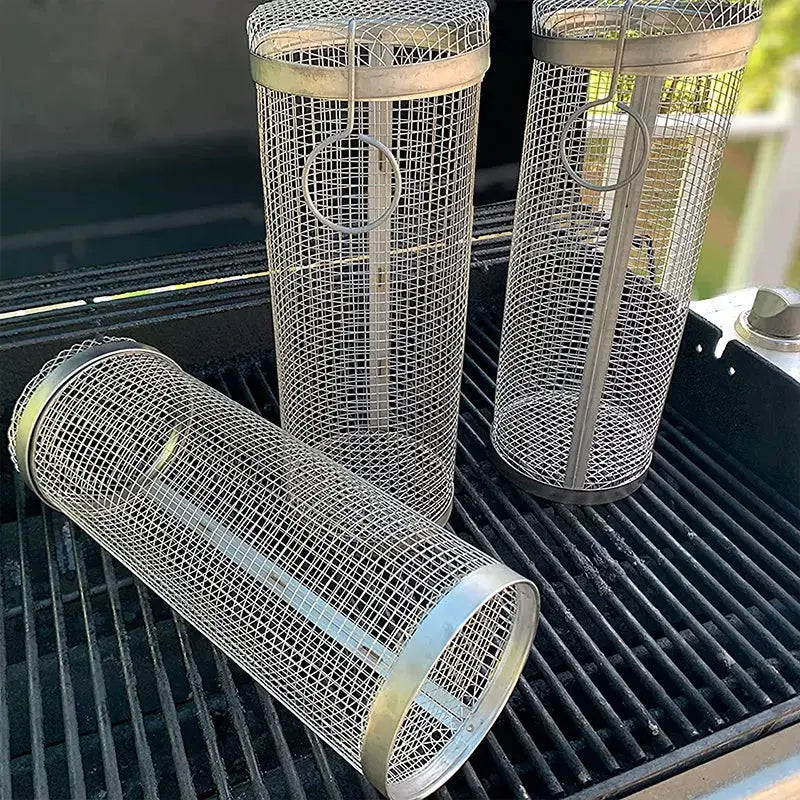 Edelstahl-Grillkorb – Rollen, Grillen, Fertig | 1+1 GRATIS