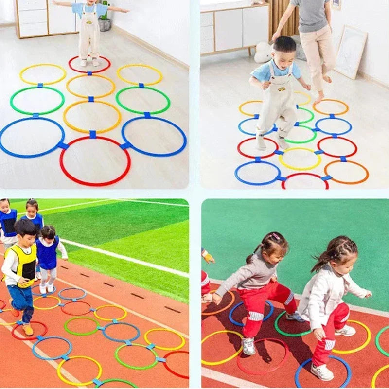 Outdoor Kinder Lattice Jump Ring Set – 10 Reifen & 10 Verbinder für Spaß