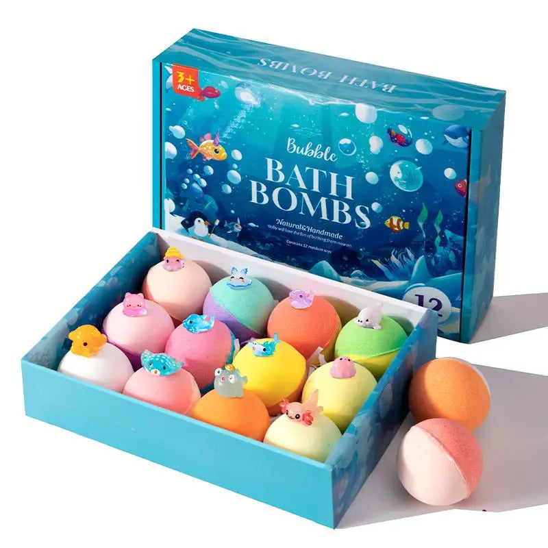 Badebomben set 12 Stück | Natürliche & Bio Spa Badezusätze für Kinder