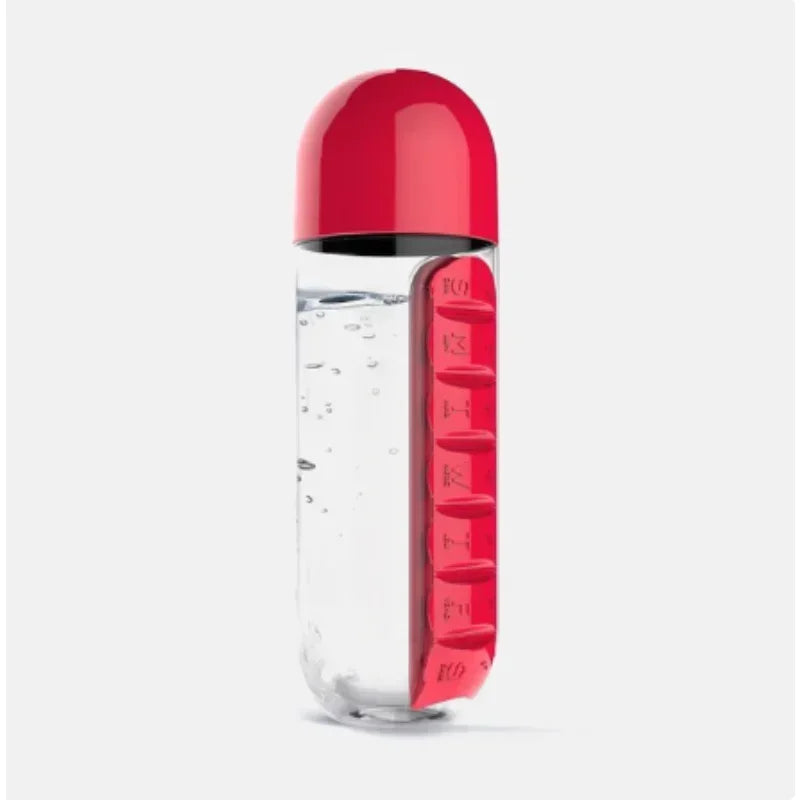 2-in-1 Wasserflasche mit 7 Fächern & Pillenbox Organizer