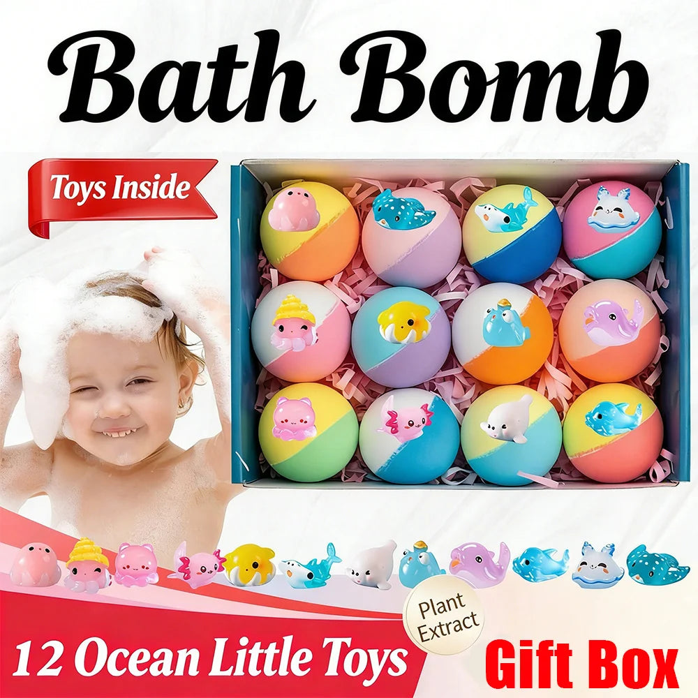 Badebomben set 12 Stück | Natürliche & Bio Spa Badezusätze für Kinder