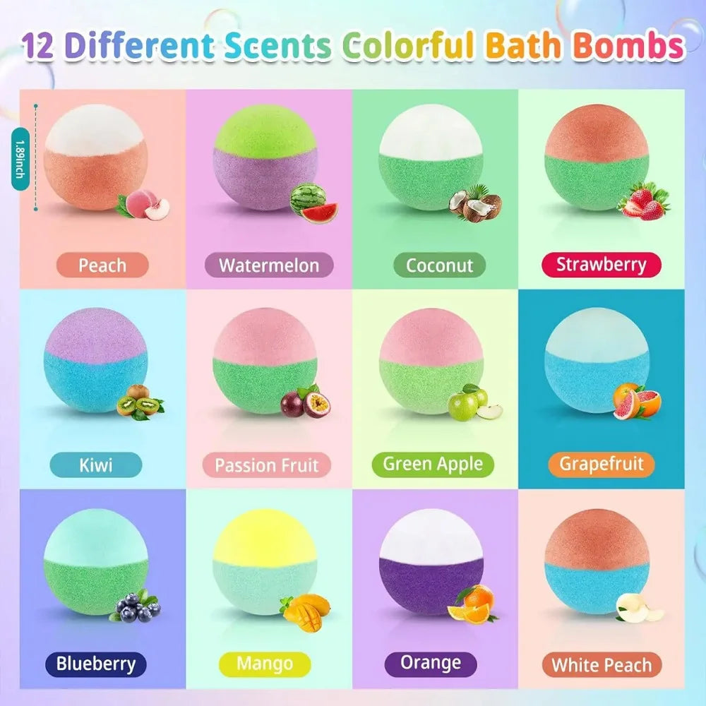 Badebomben set 12 Stück | Natürliche & Bio Spa Badezusätze für Kinder