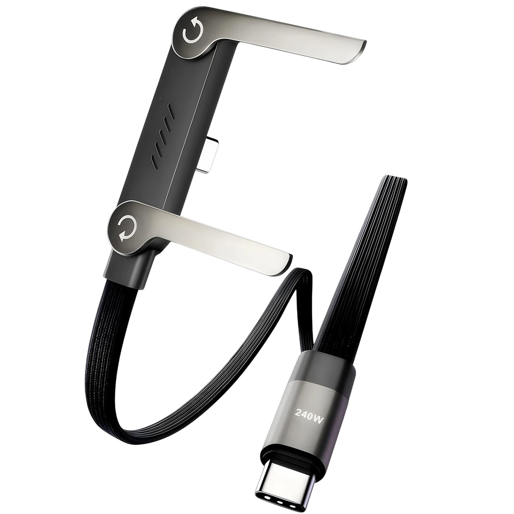 VoltFold™ PowerStand – Faltbarer Handyhalter mit 90°-Snellladekabel (bis 240 W)