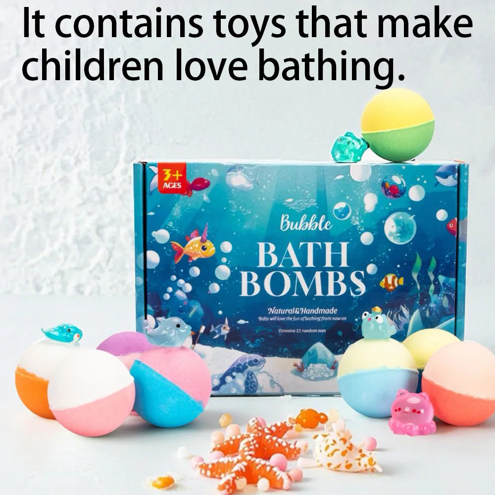 Badebomben set 12 Stück | Natürliche & Bio Spa Badezusätze für Kinder