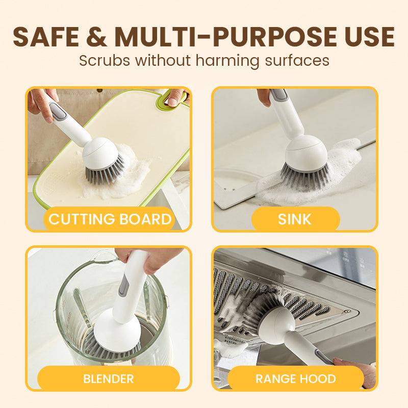 Sonic Clean Brush | Ergonomic Rotating Tool with Built-in Liquid Dispenser