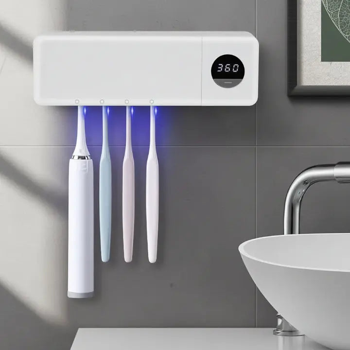 UV-Zahnbürsten-Sterilisator mit Wandhalter & Display – hygienische Ordnung im Badezimmer