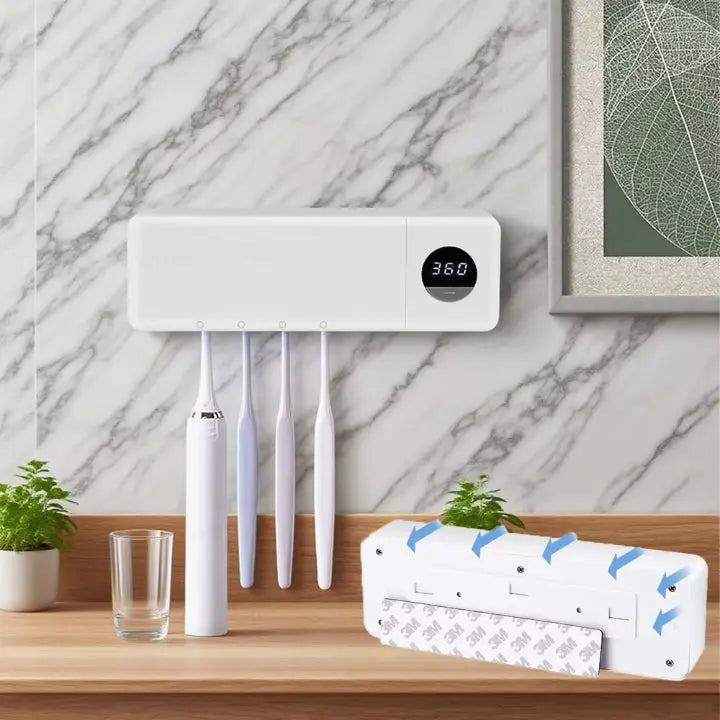 UV-Zahnbürsten-Sterilisator mit Wandhalter & Display – hygienische Ordnung im Badezimmer