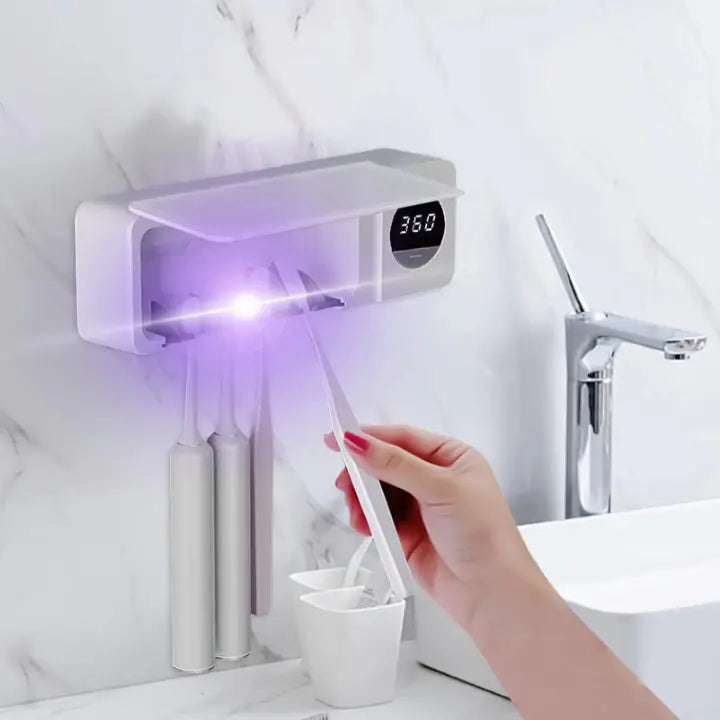 UV-Zahnbürsten-Sterilisator mit Wandhalter & Display – hygienische Ordnung im Badezimmer
