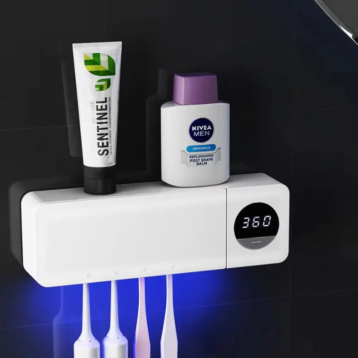 UV-Zahnbürsten-Sterilisator mit Wandhalter & Display – hygienische Ordnung im Badezimmer