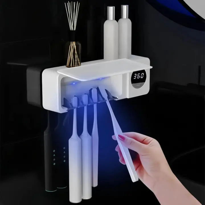 UV-Zahnbürsten-Sterilisator mit Wandhalter & Display – hygienische Ordnung im Badezimmer