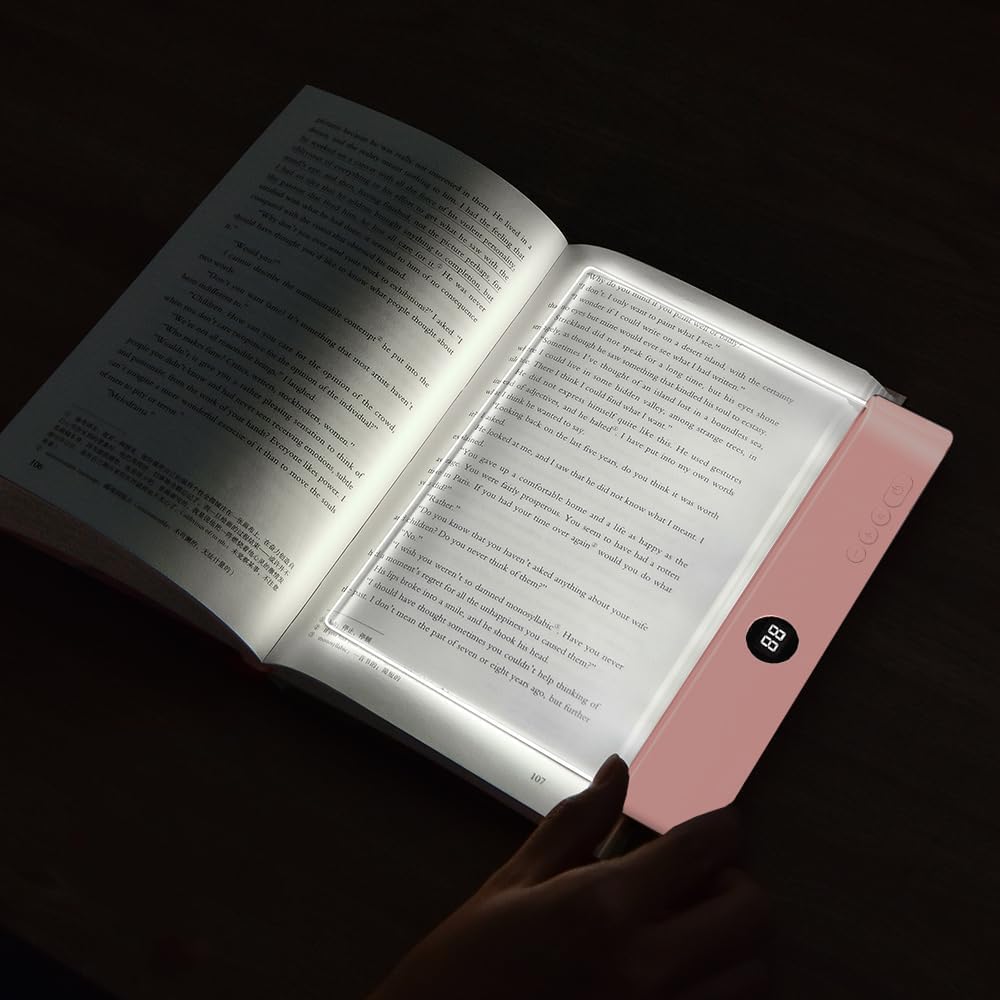 Flache LED-Leselampe mit Timer & Vollseiten-Beleuchtung