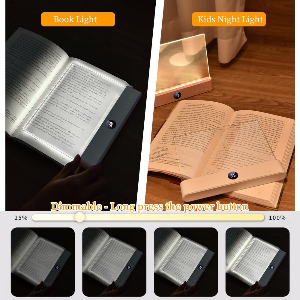 Flache LED-Leselampe mit Timer & Vollseiten-Beleuchtung