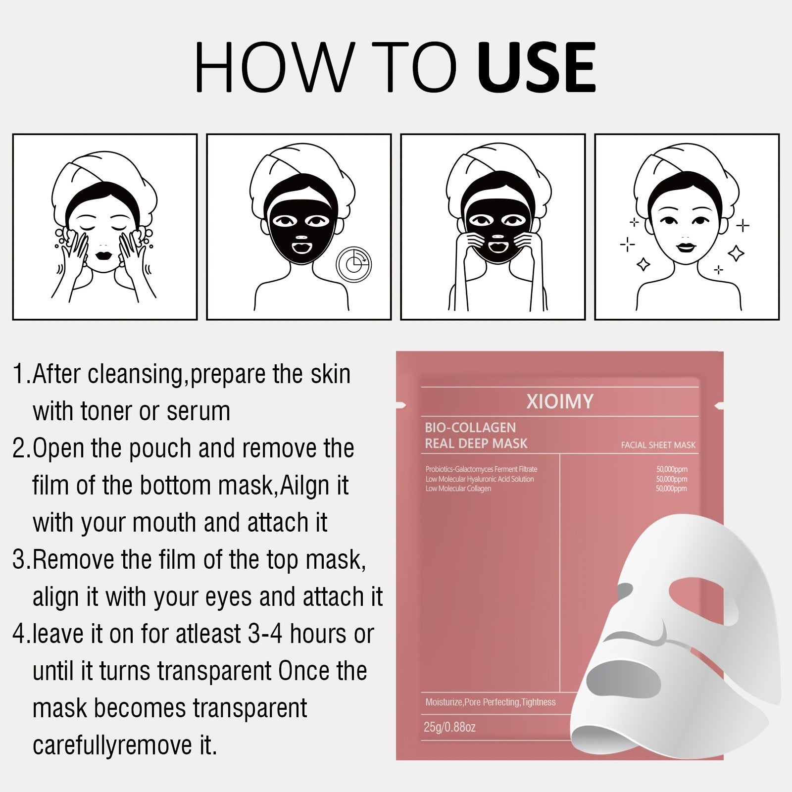 4 Xioimy Kollagen-Gel-Gesichtsmasken – Hydratation & Feuchtigkeit für alle Hauttypen