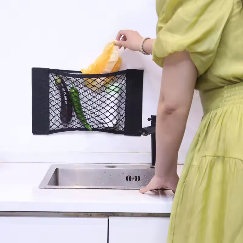 1+1 GRATIS | FlexiStow™ SpaceNet – Selbstklebendes, elastisches Aufbewahrungsnetz für Auto, Küche & Zuhause