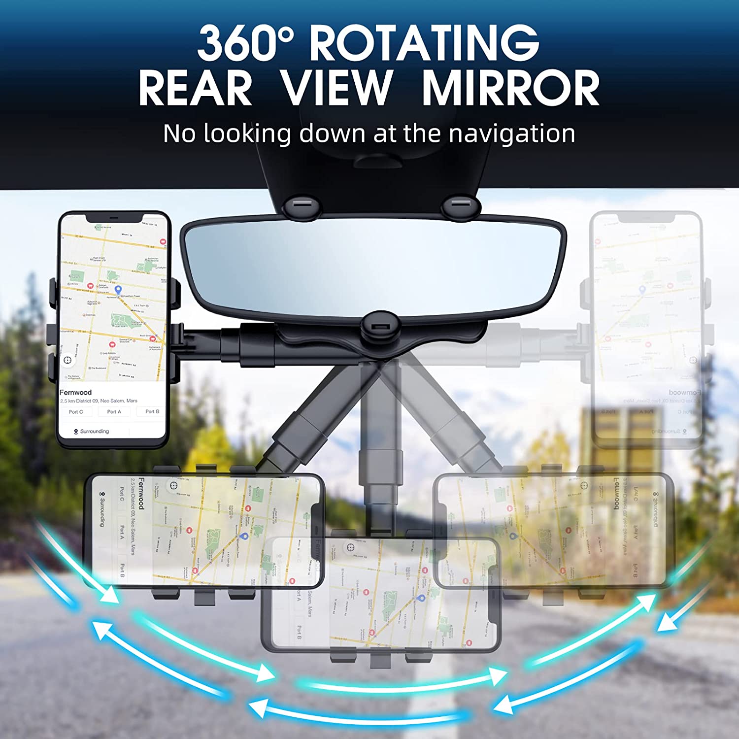 DriveView™ | Verstellbarer Rückspiegel-Handyhalter fürs Auto