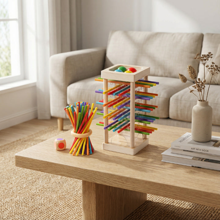 CalmDrop Wood – Ruhiges Holz-Geschicklichkeitsspiel mit Kugeln
