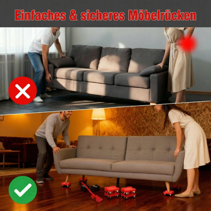 MoveEase Pro – Möbelheber & Rollenset für schweres Umstellen ohne Kraft (4-teilig)