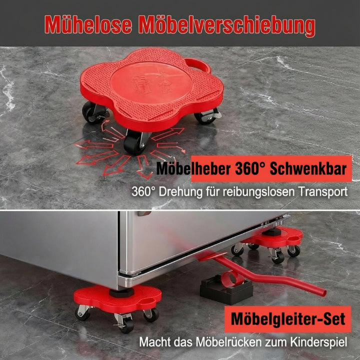 MoveEase Pro – Möbelheber & Rollenset für schweres Umstellen ohne Kraft (4-teilig)