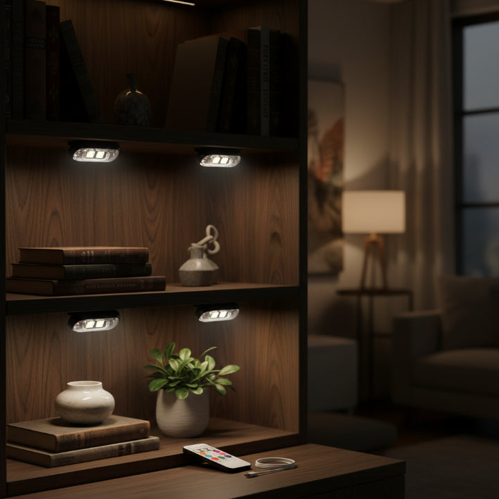 GlowDots Nano™ – Kabellose Mini-RGB-Lichter für flexible Akzentbeleuchtung (4-er Set)