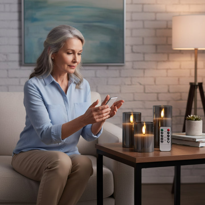 LumoraGlow™ – Premium LED-Kerzen mit Spiegelglas (3er-Set) | 50% RABATT