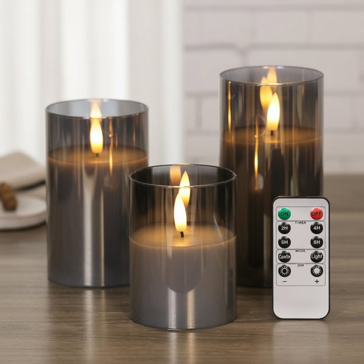 LumoraGlow™ – Premium LED-Kerzen mit Spiegelglas (3er-Set) | 50% RABATT