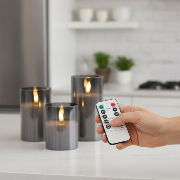 LumoraGlow™ – Premium LED-Kerzen mit Spiegelglas (3er-Set) | 50% RABATT