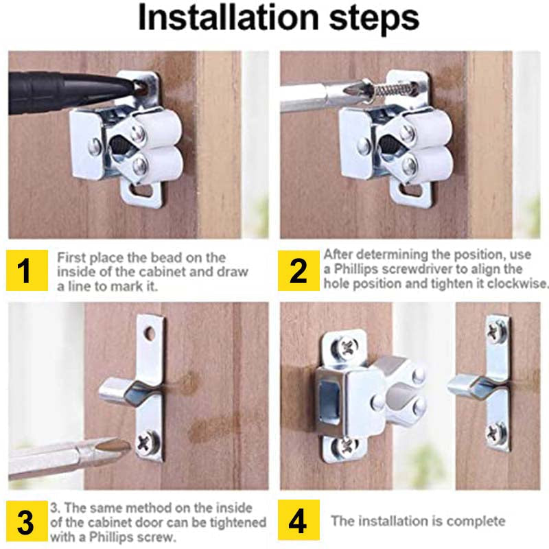 SnapLock™ DuoCatch – Zuverlässiger Doppel-Rollenschnäpper für Möbel & Schranktüren | 2+2 GRATIS